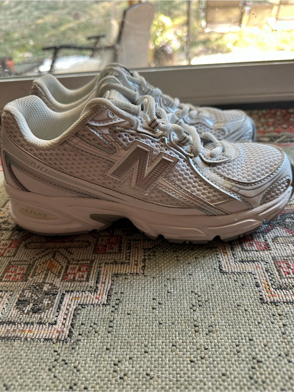 New Balance Kids White Mesh Running Sneakers